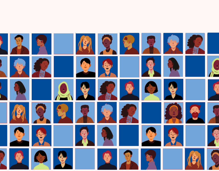 Drawn image of a diverse set of people/faces