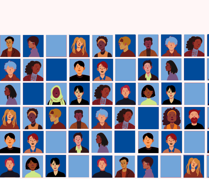 Drawn image of a diverse set of people/faces